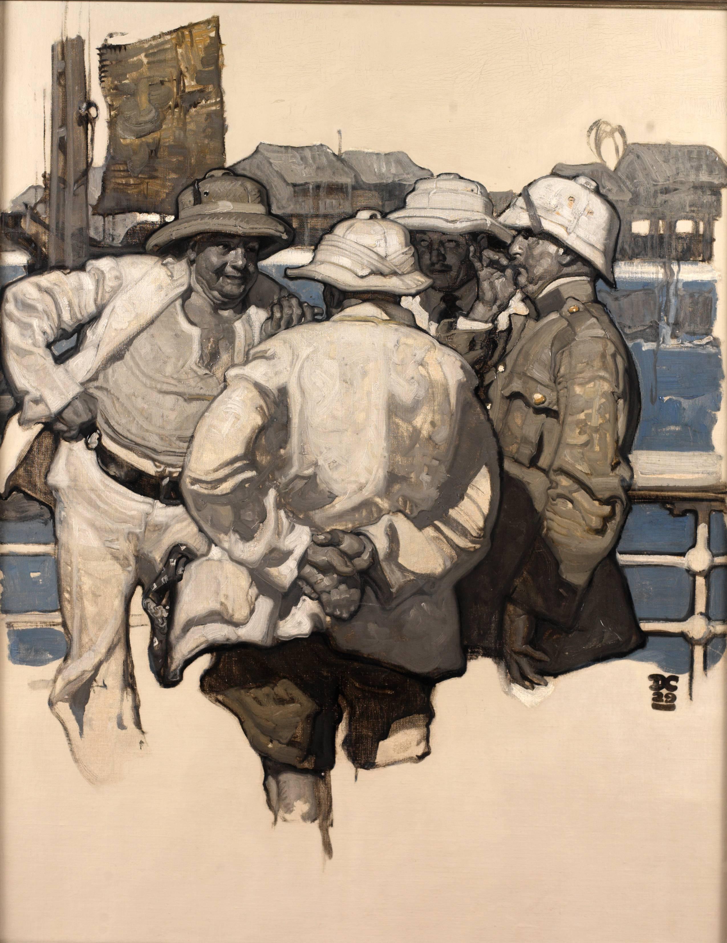 Two Different Canvases, Cosmopolitan Story Illustration - Painting by Dean Cornwell