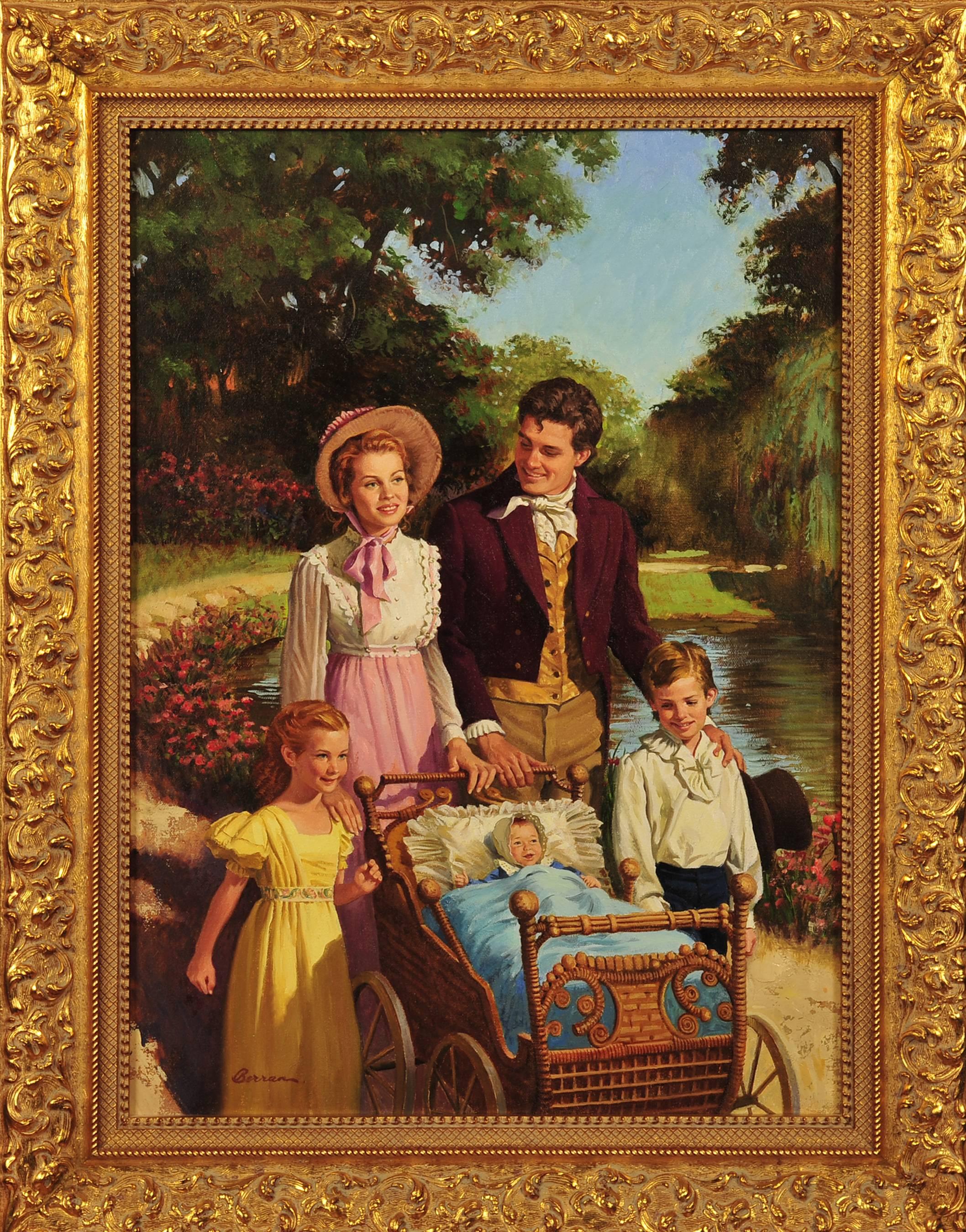 Family Stroll - Painting by Robert Berran