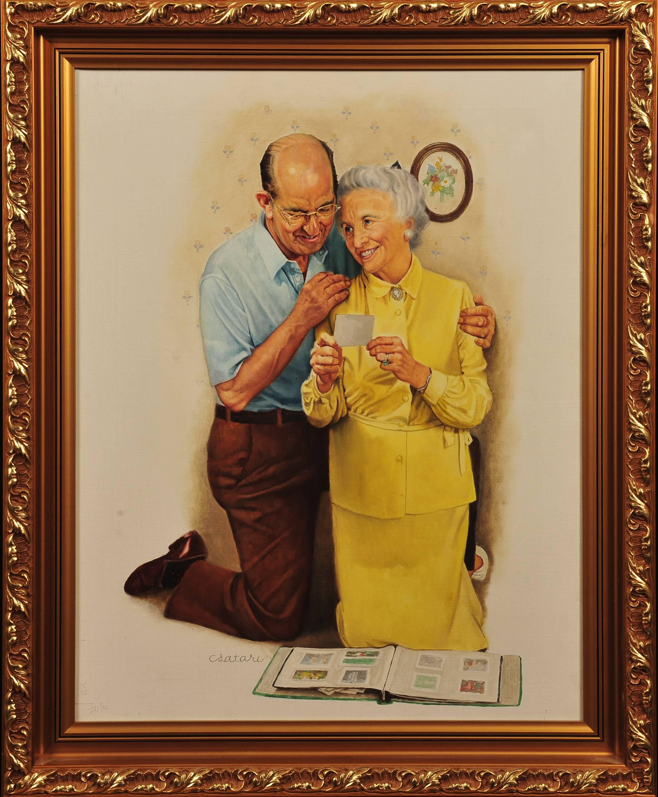 The Old Couple - Painting by Joseph Csatari