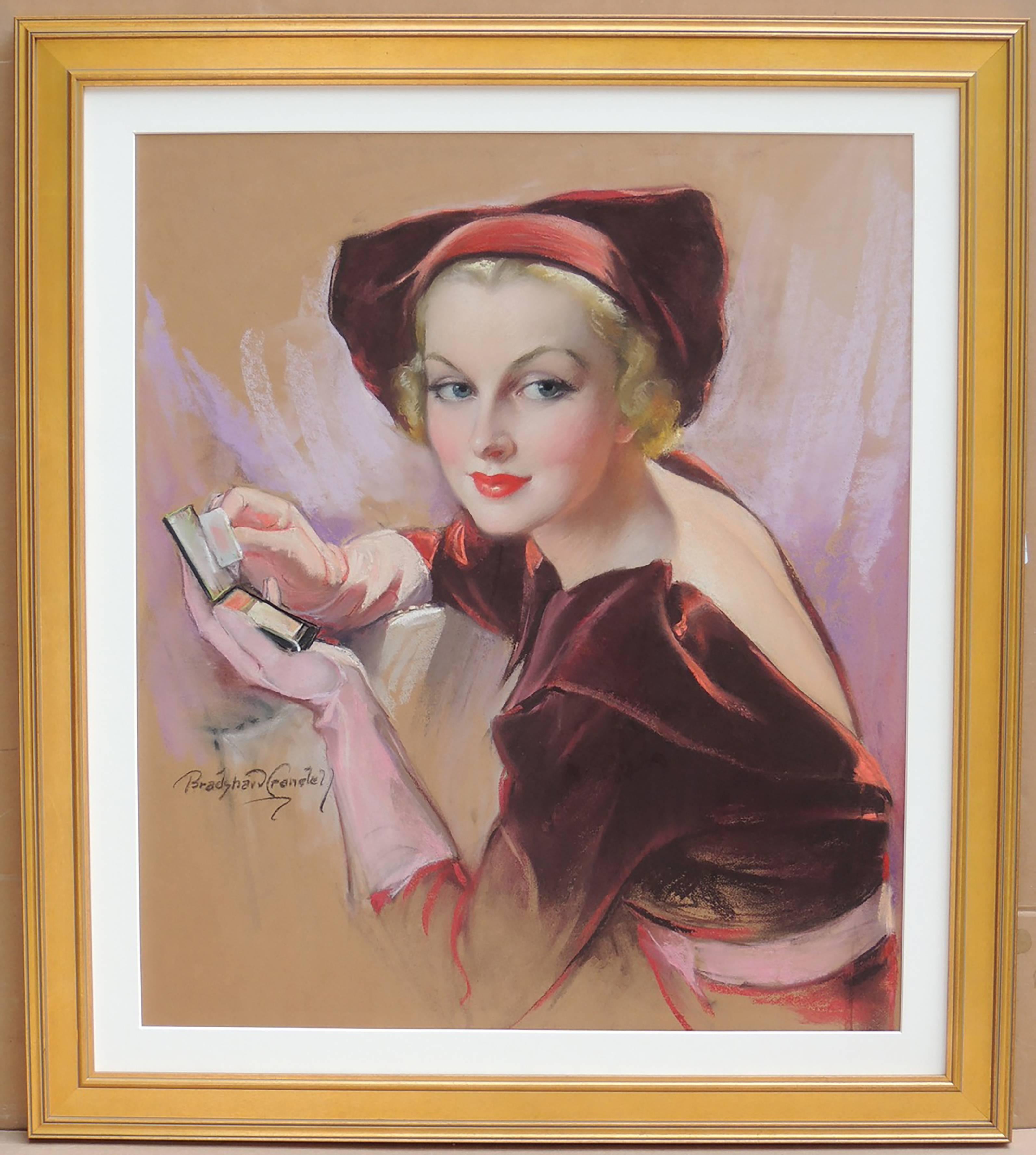 Carole Lombard Holding Compace, Cosmopolitan Magazine Cover - Art by Bradshaw Crandell