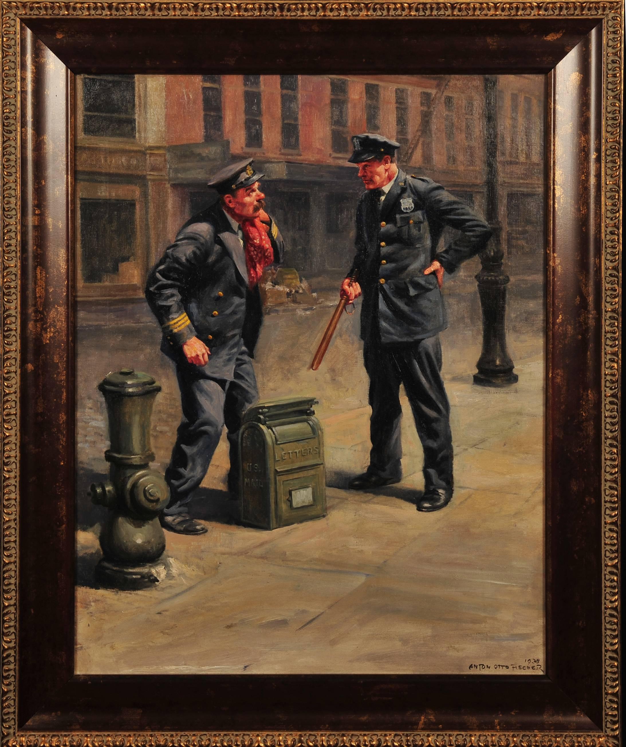 « The Yogi of West Ninth Street », illustration du mois de septembre 1935 - Painting de Anton Otto Fischer