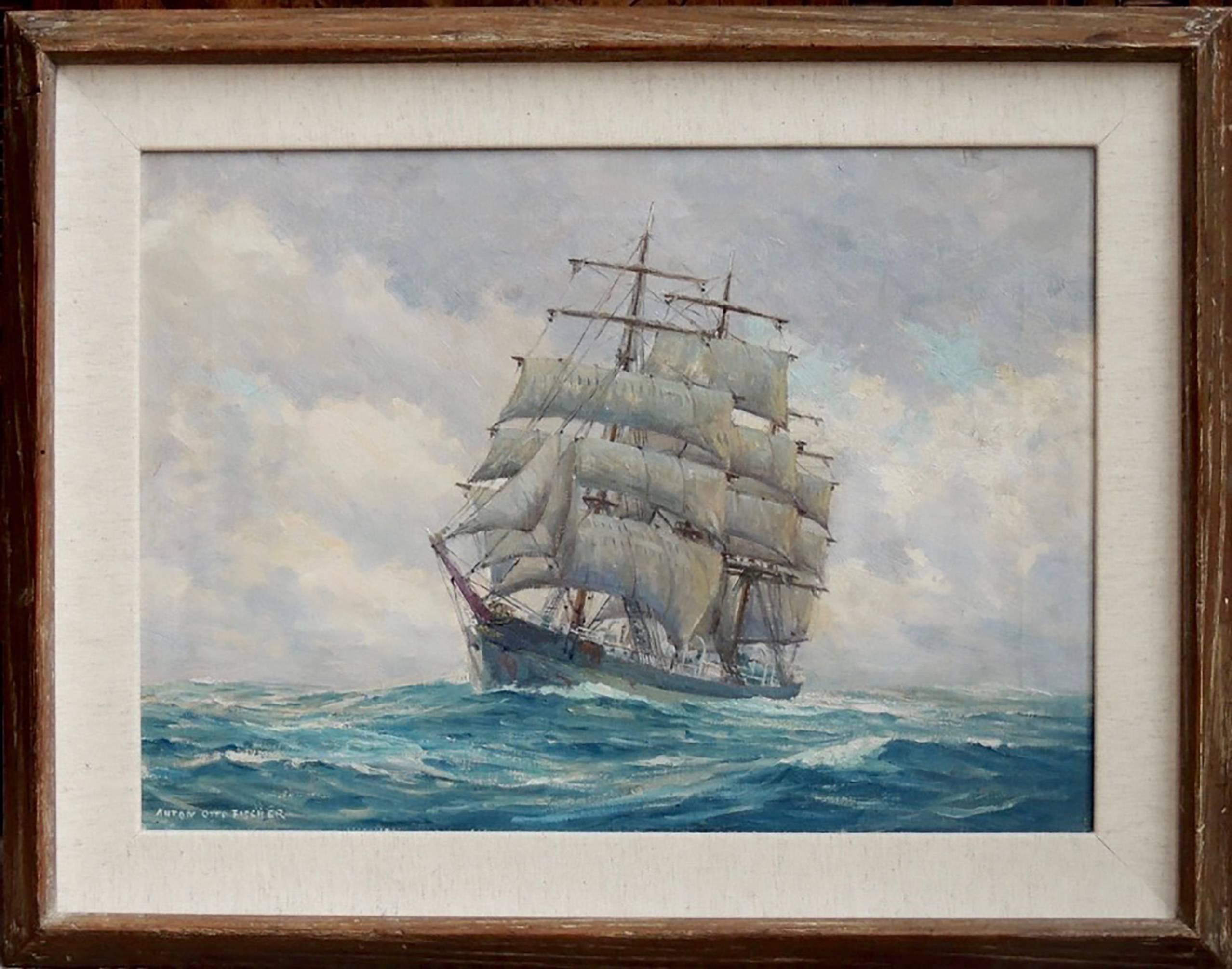 Sailing Ship at Sea - Painting by Anton Otto Fischer