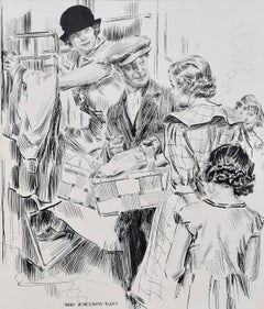 “Quando è arrivato il treno, mamma e papà sono saliti a bordo” Illustrazione per un articolo di rivista
