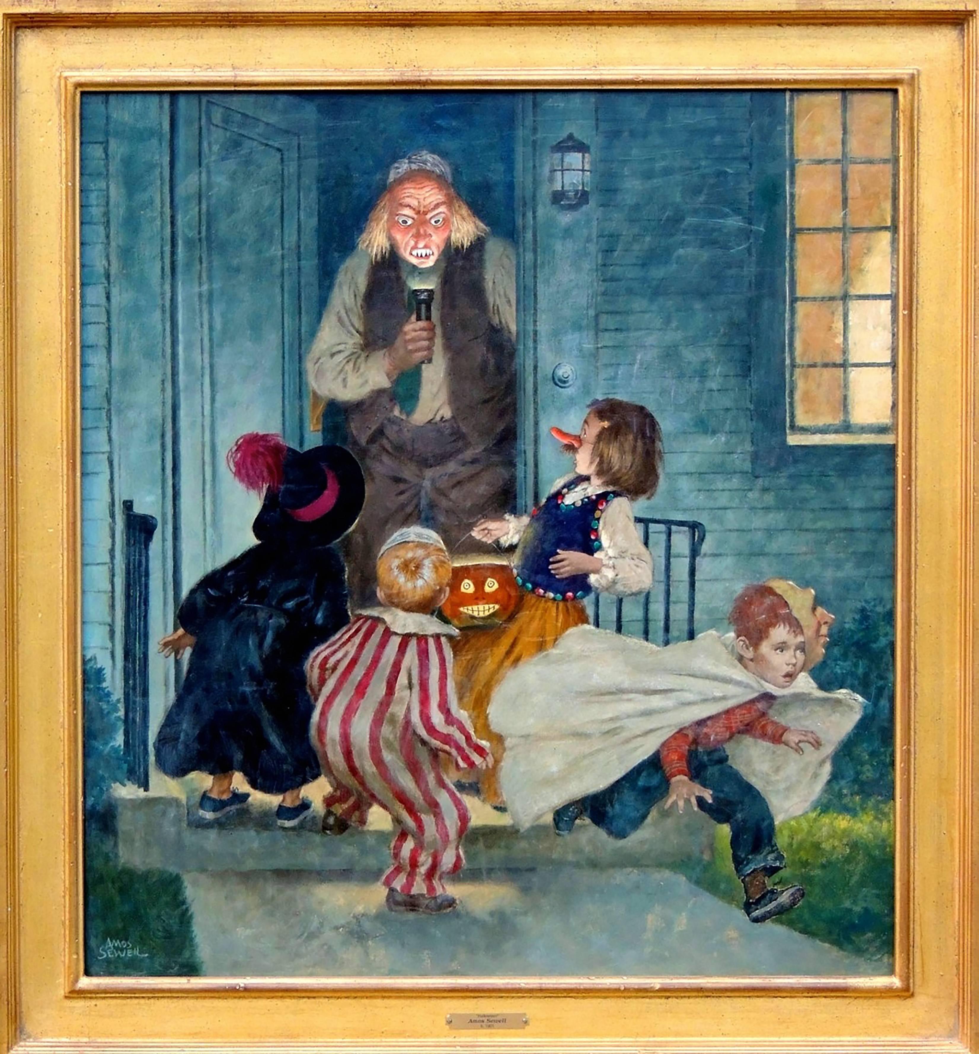 Cover of The Saturday Evening Post, Halloween Edition - Painting by Amos Sewell