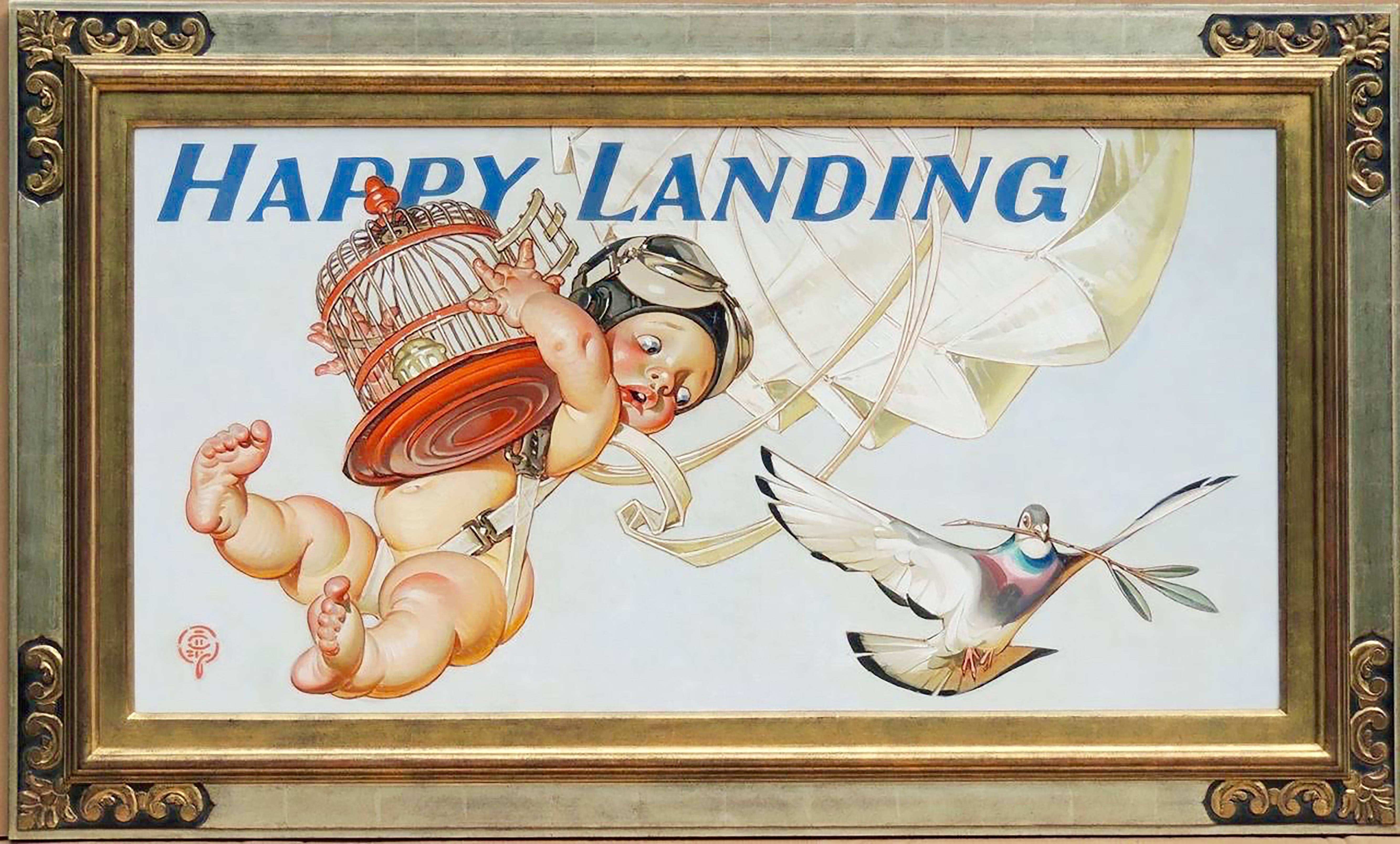 Happy Landing, Amoco Advertisement - Painting by Joseph Christian Leyendecker