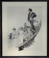 Travelers in a Gondola, Venedig, Originalillustration für das Buch Jerry Junior