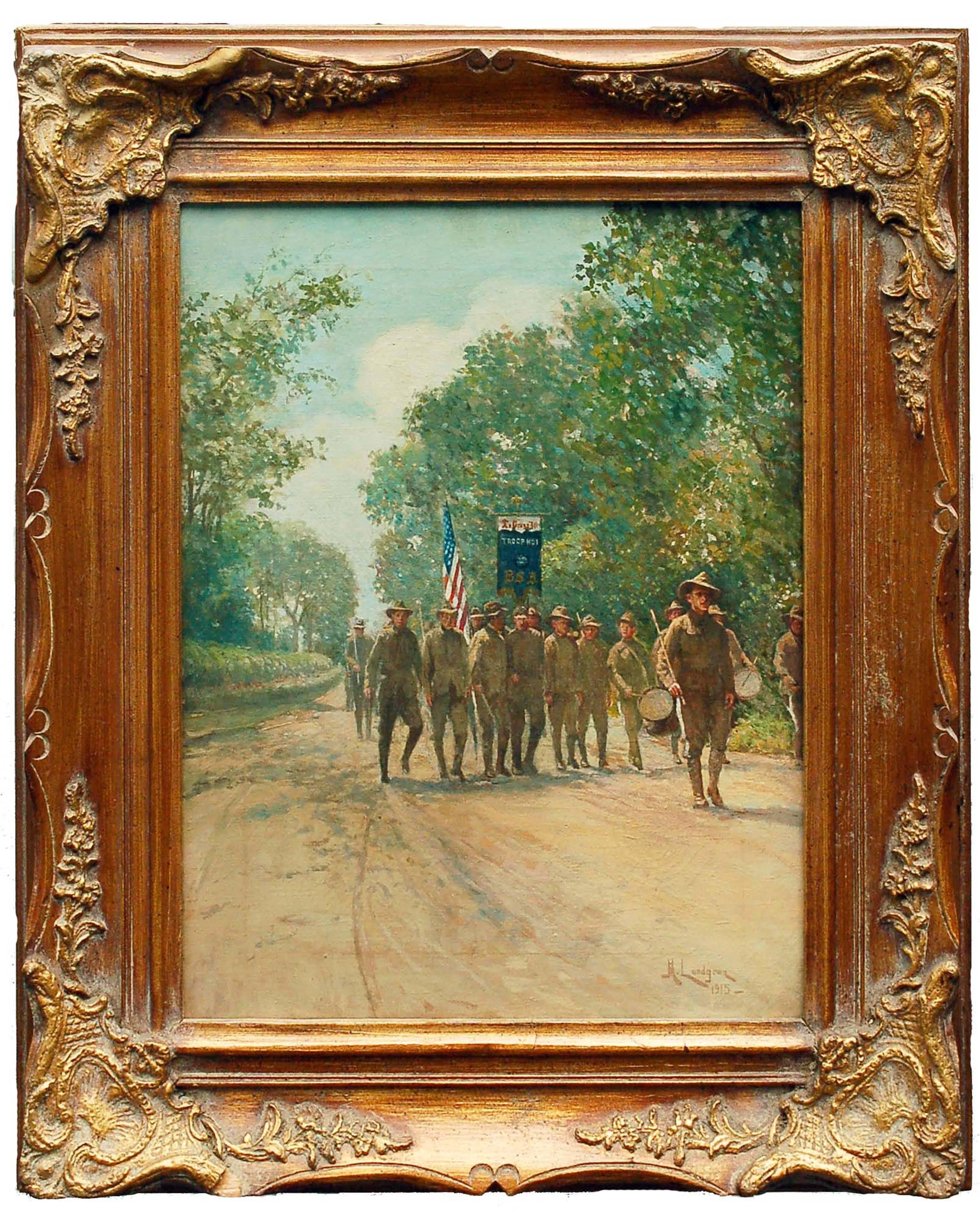 Boy Scouts of America, Troop 1, La Grange IL - Painting by Martin Lundgren