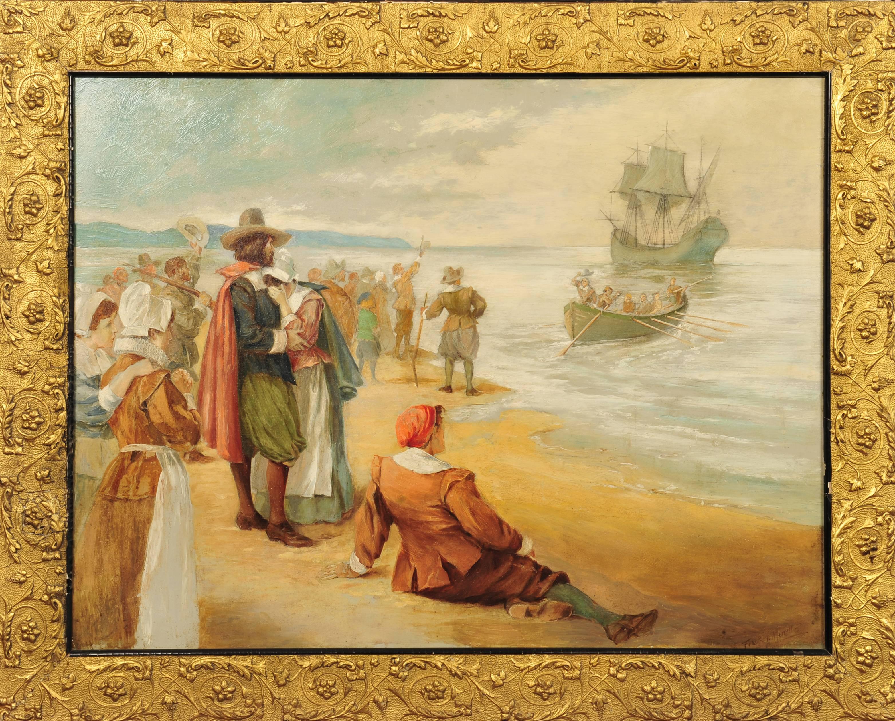 Pilgrims Fairwell – Painting von Frank T. Marrill