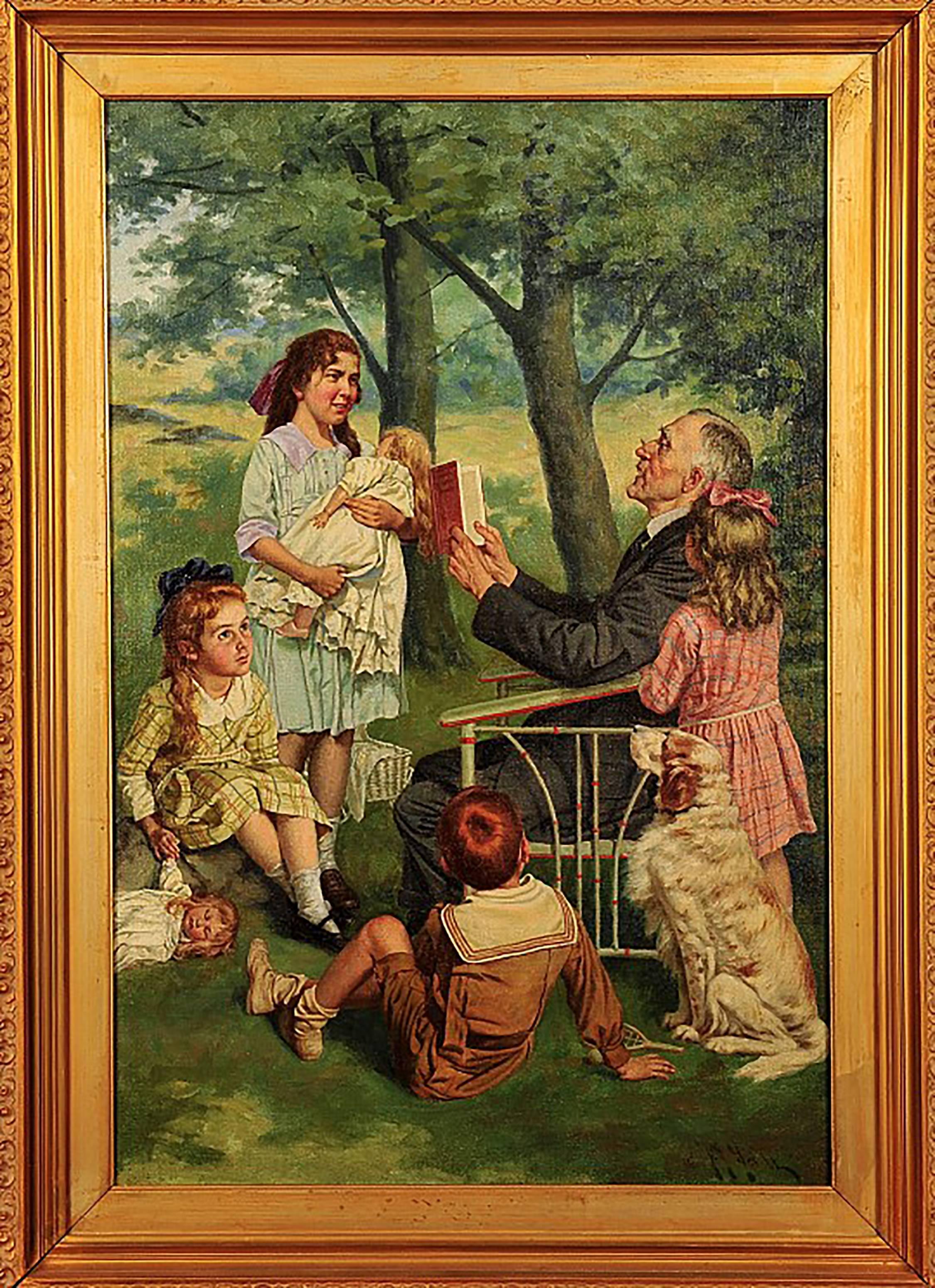 Storytime in the Park - Painting by P.J. Meylan
