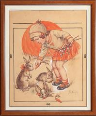 Little Girl Feeding the Bunnies, Probable Magazine Cover