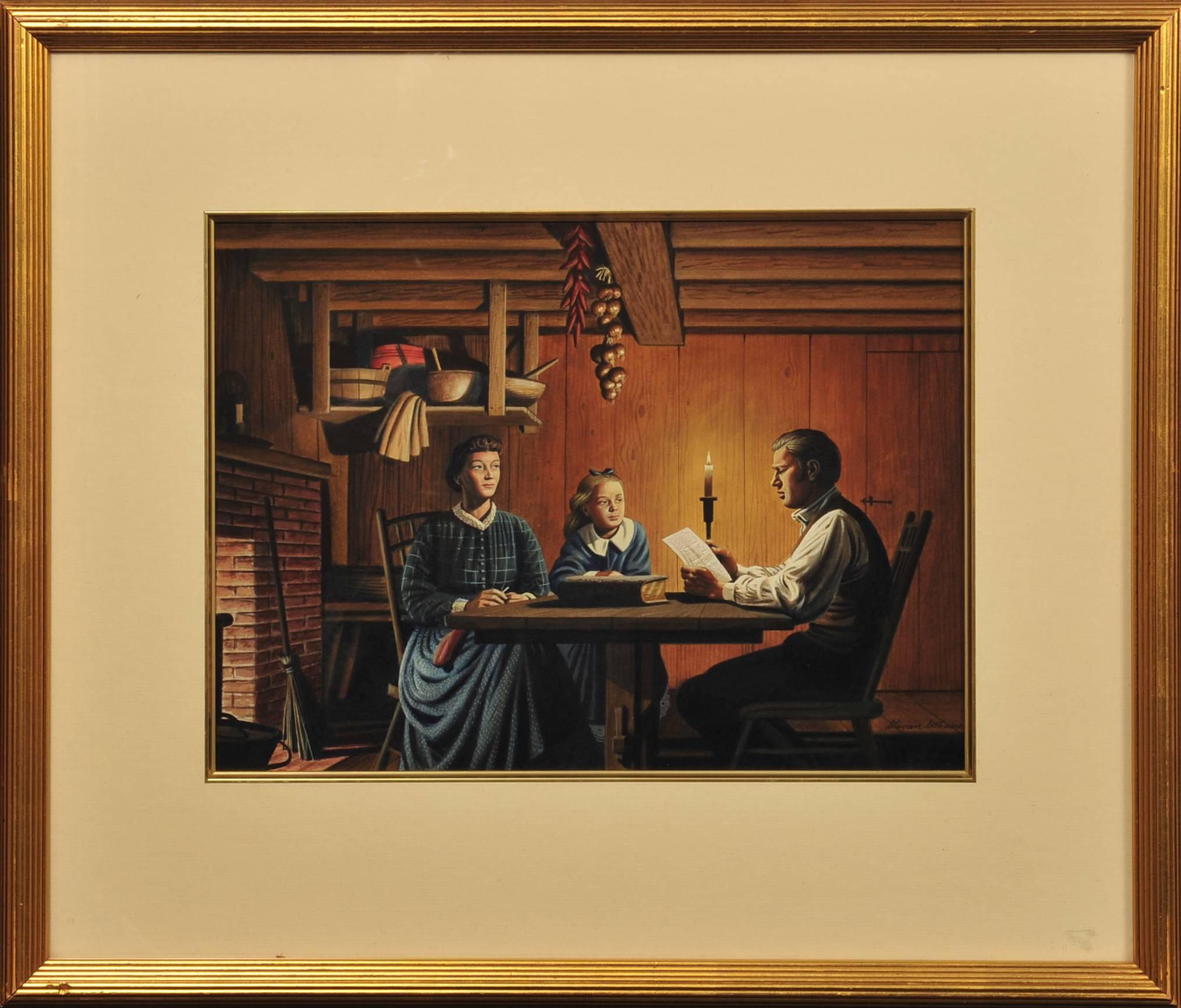 Candlelit Dinner - Painting by Stevan Dohanos