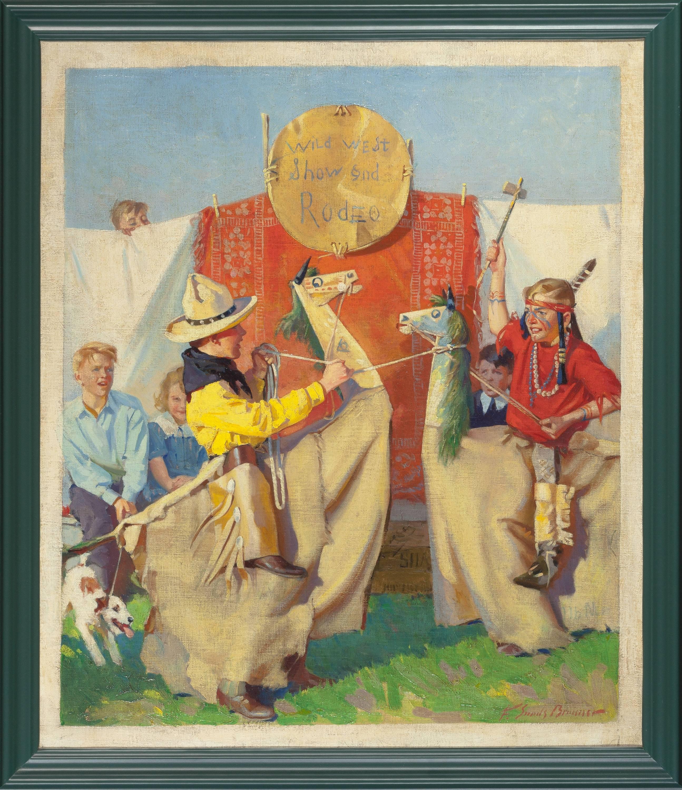 Wild West Show & Rodeo - Painting by Frederick Sands Brunner