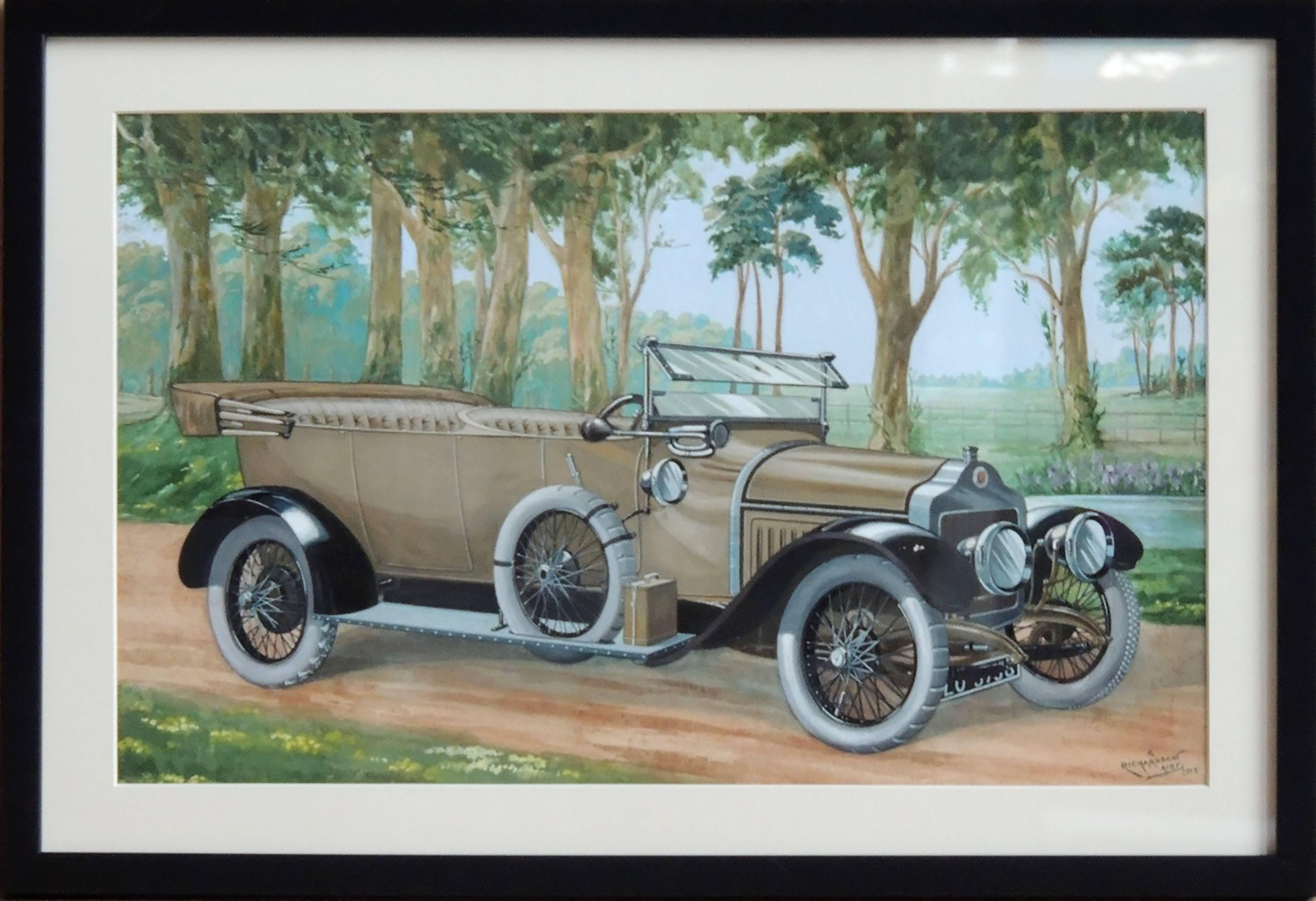 Minerve, Four Seater Touring Car - Painting by Alexander R. Richardson