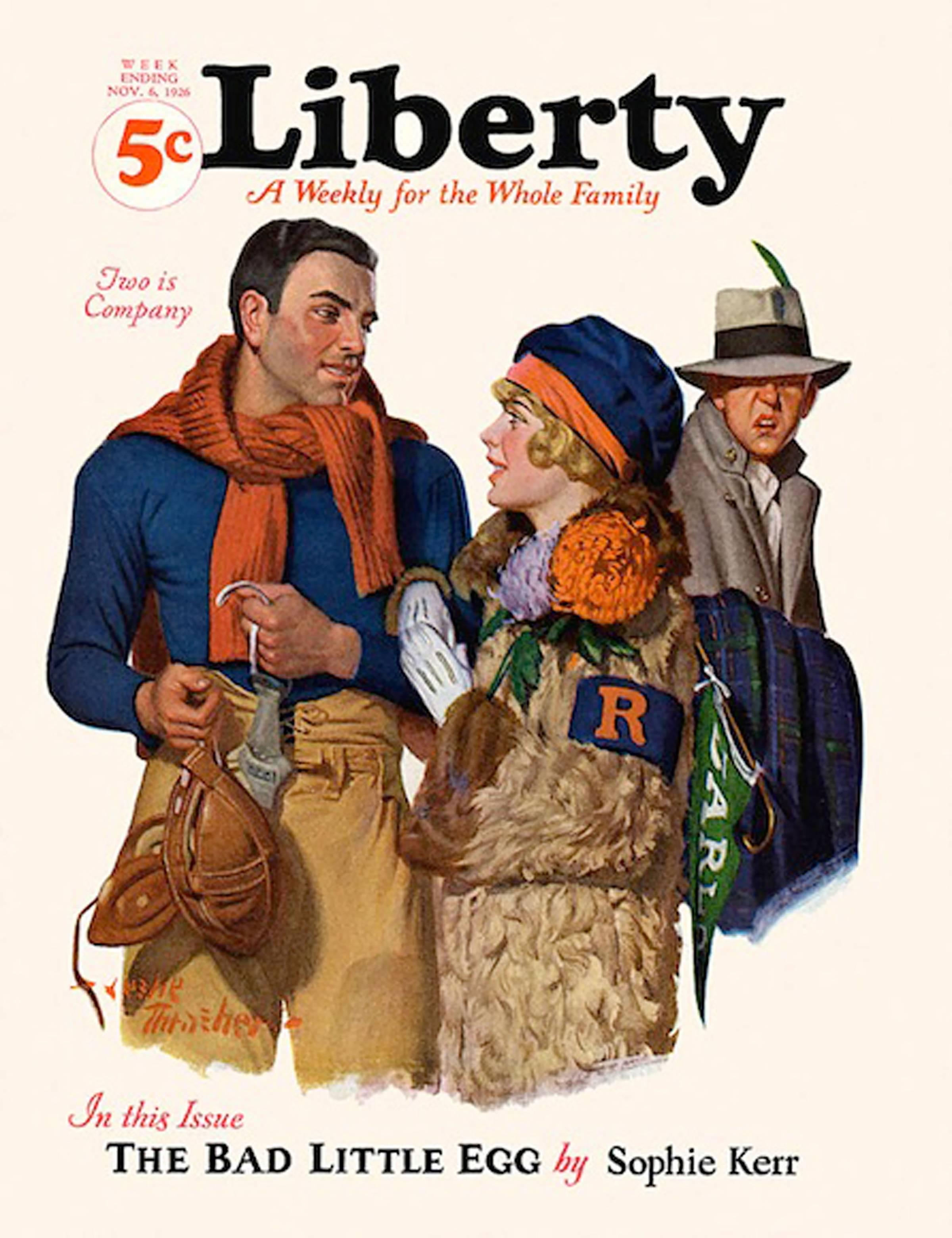 Liberty Magazine Cover, November 6, 1926 - Beige Figurative Painting by Leslie Thrasher