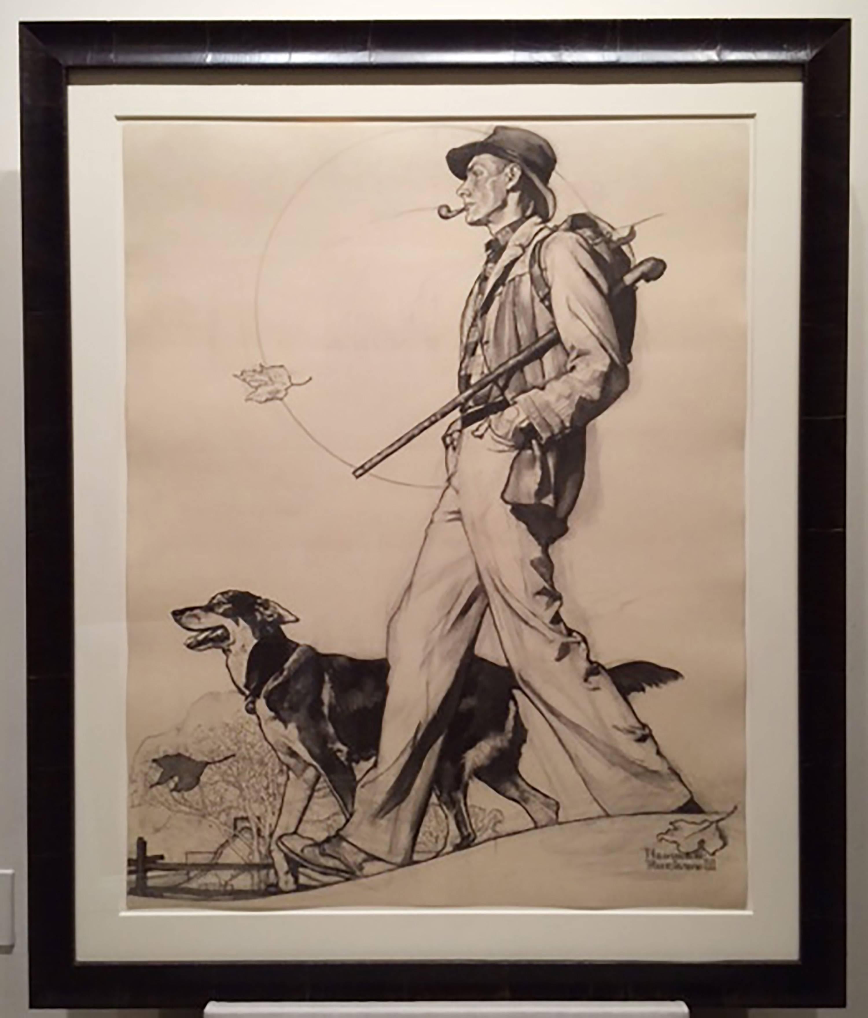 Hiking with Dog, Saturday Evening Post Cover Study  - Art by Norman Rockwell