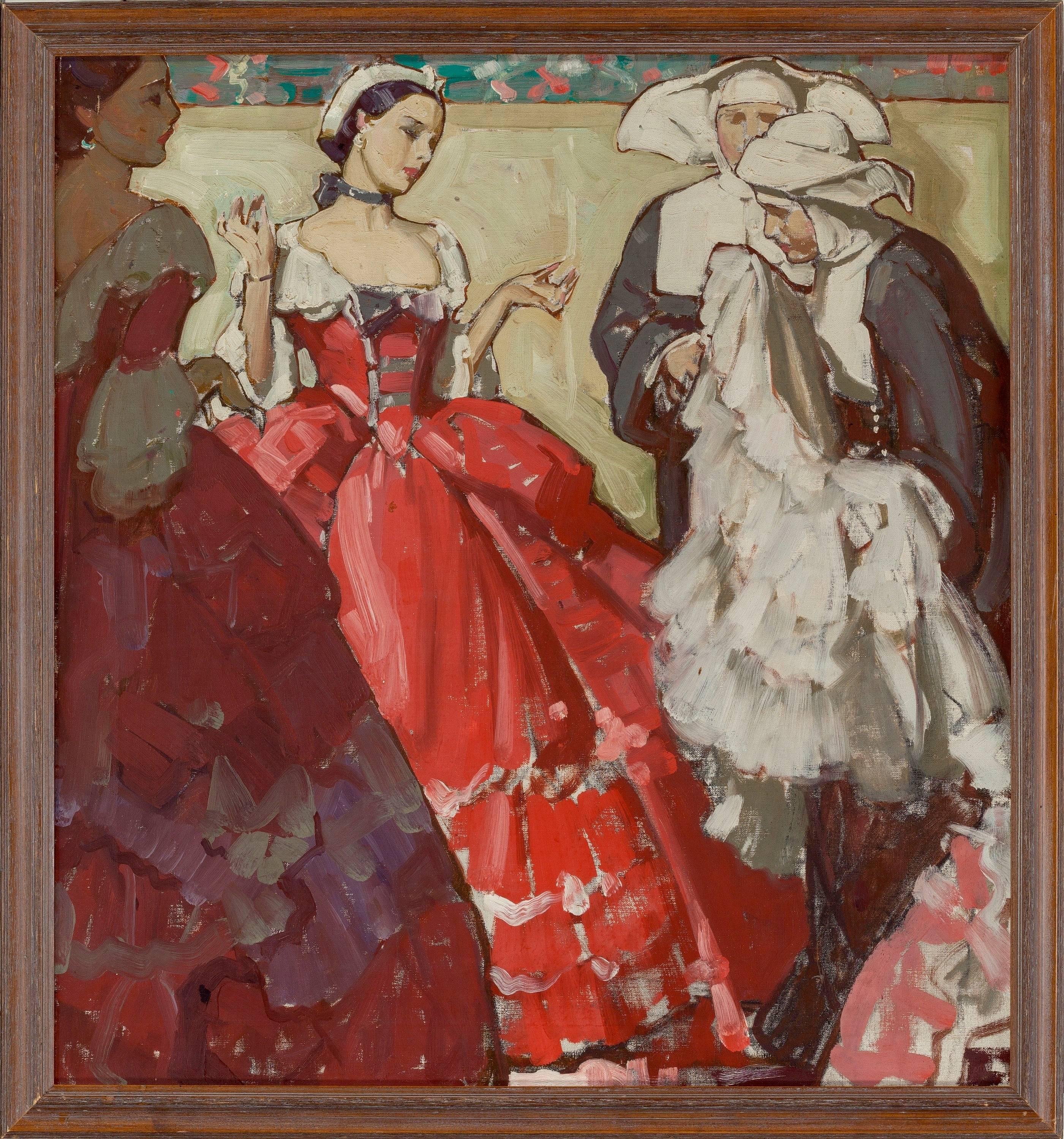 Woman's Choice for Distinguished Clientele, Packard Advertisement Logo - Painting by Mead Schaeffer