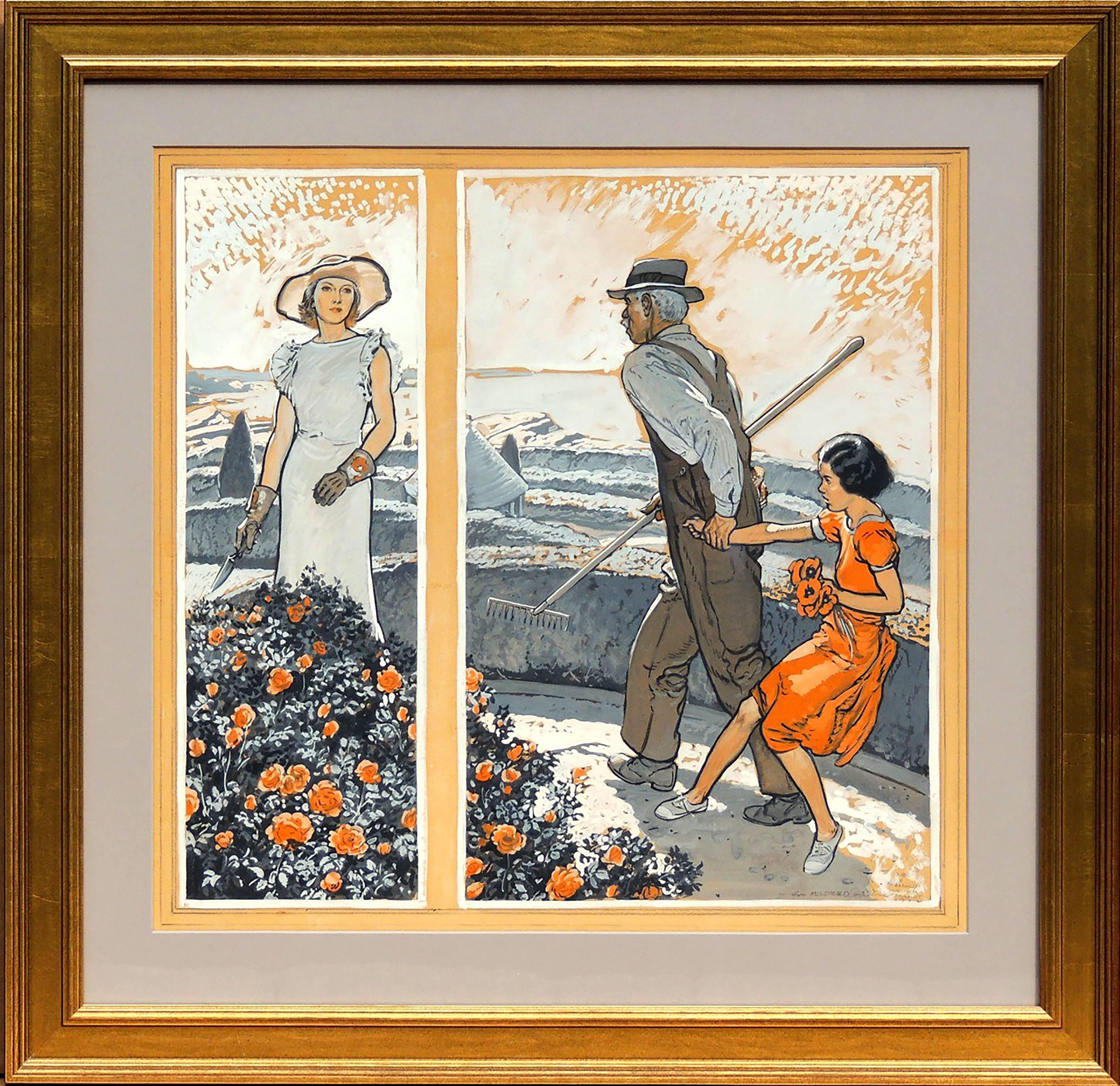 „Sie ist Stealin' Flowers, Mrs. Atherton!“ – Painting von Harold von Schmidt