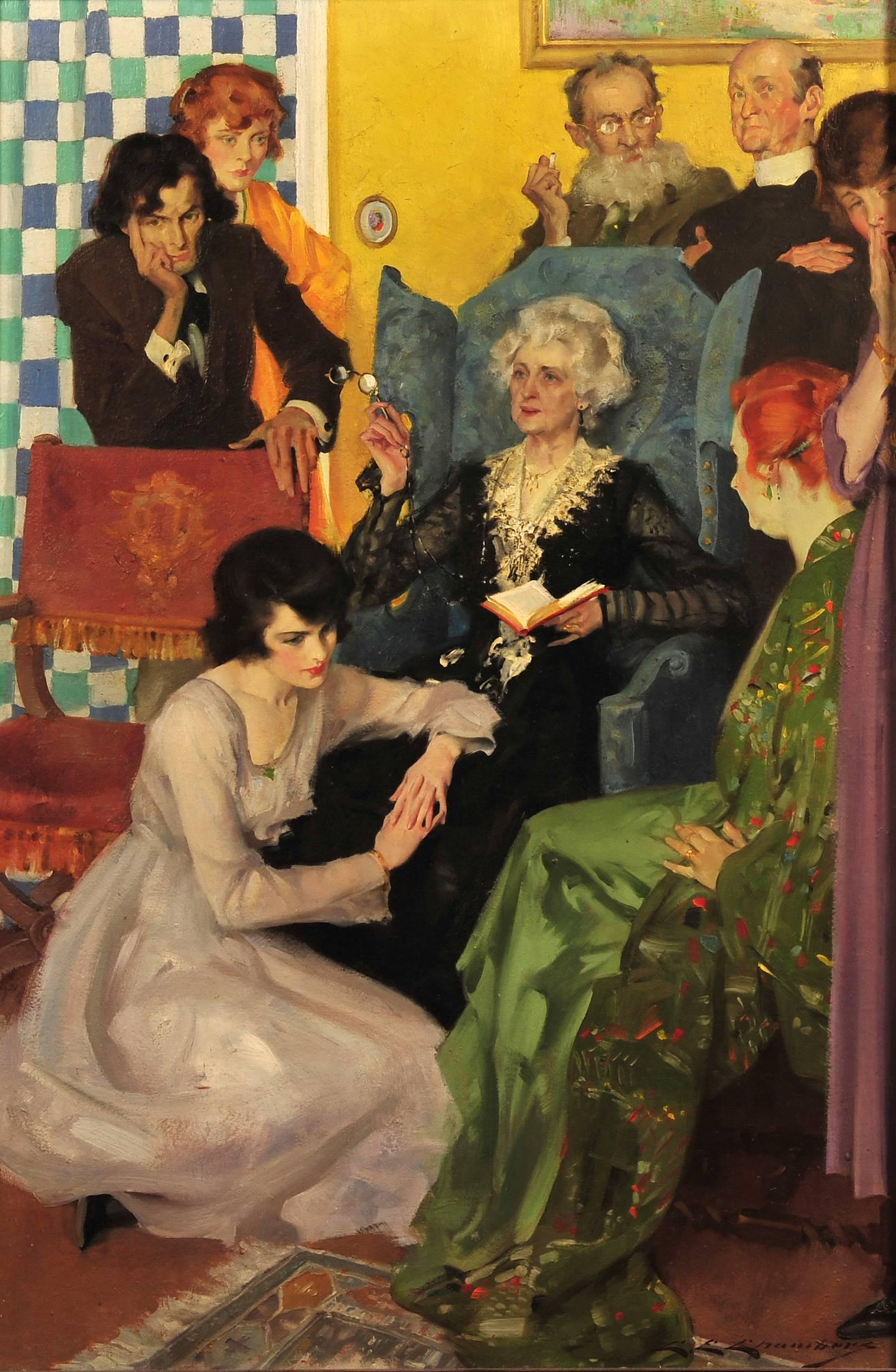 Figurative Painting di Charles E. Chambers - Fuga in famiglia