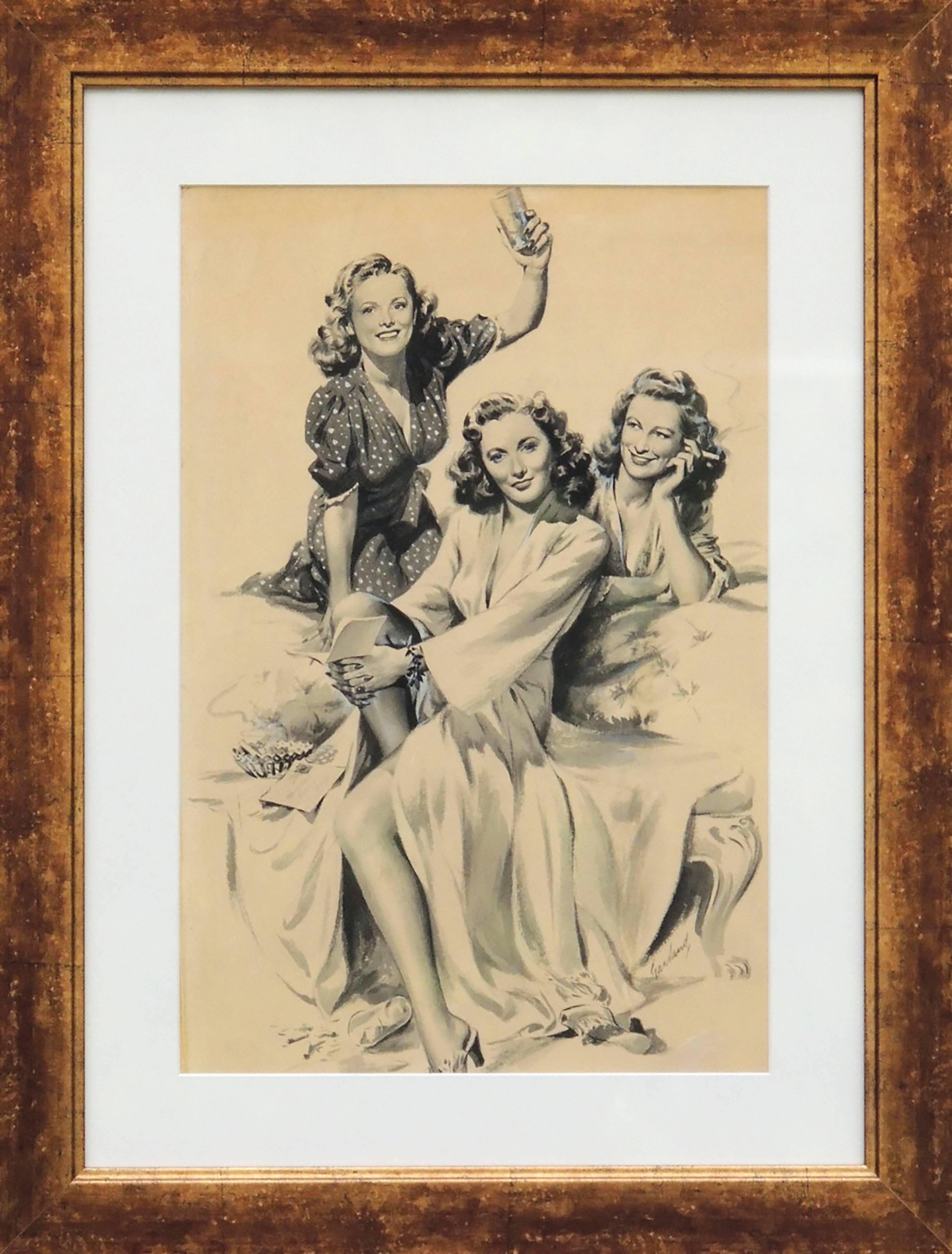 Barbara Stanwyck with Friends - Art by George Garland