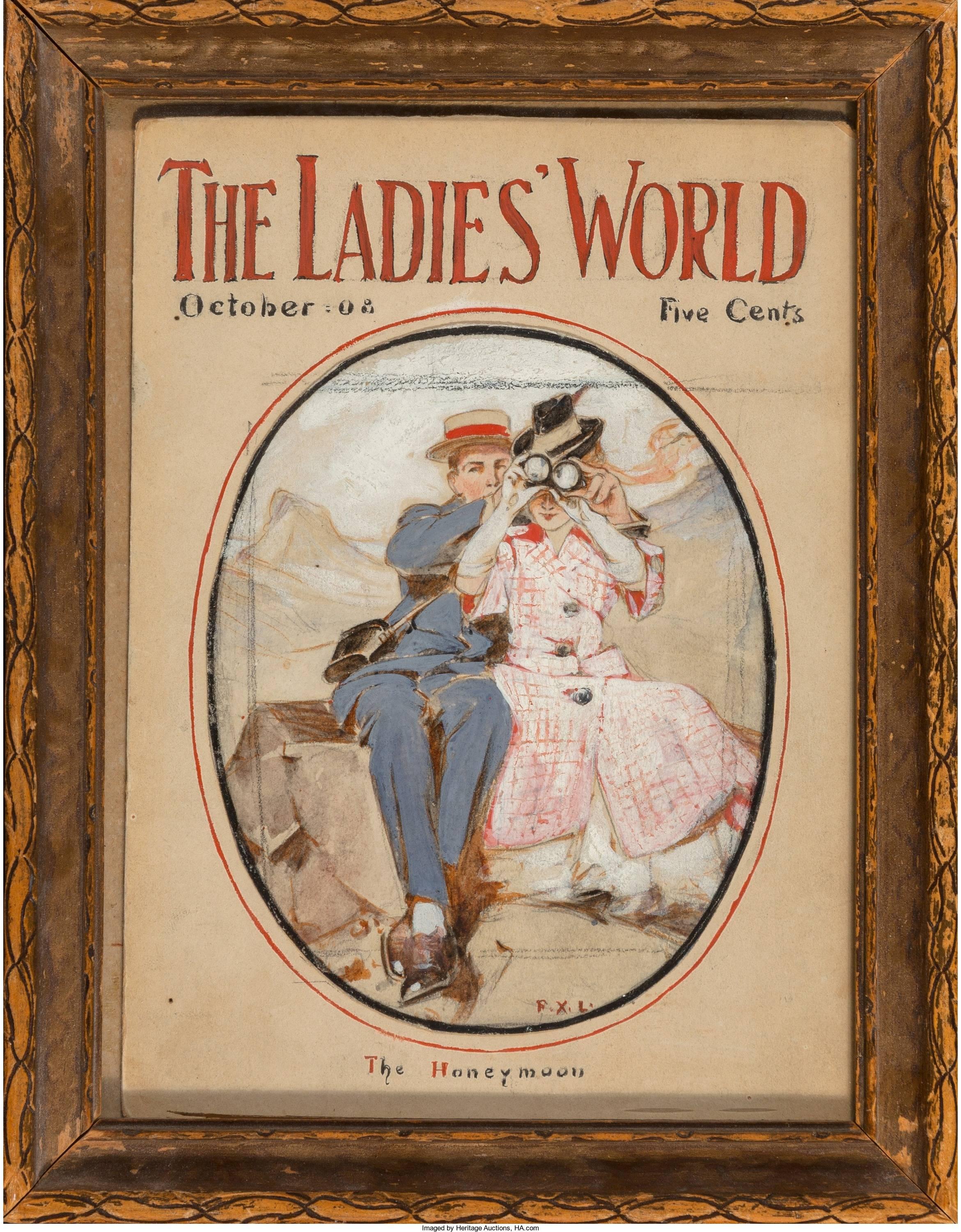 The Honeymoon, The Ladies World Magazine Cover, October 1908 - Painting by Frank Xavier Leyendecker