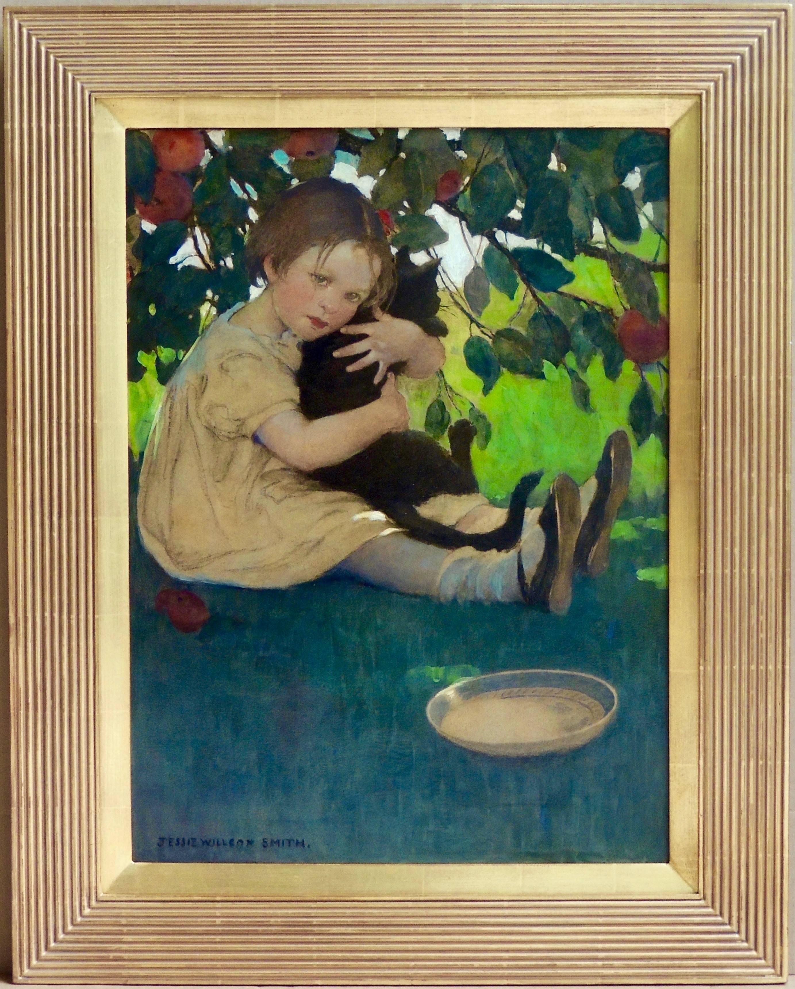 I Love my Little Cat - Painting by Jessie Willcox Smith