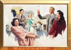 Man Flipping a Coin, Probable Interior Magazine Illustration, 1942