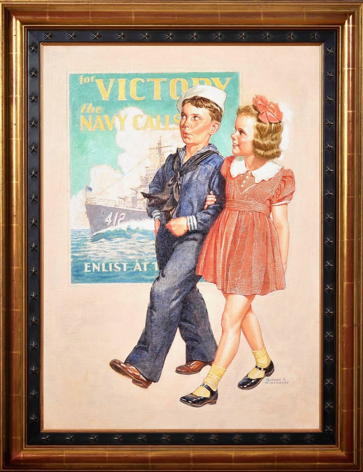 For Victory the Navy Calls - Other Art Style Painting by Revere Wistehuff