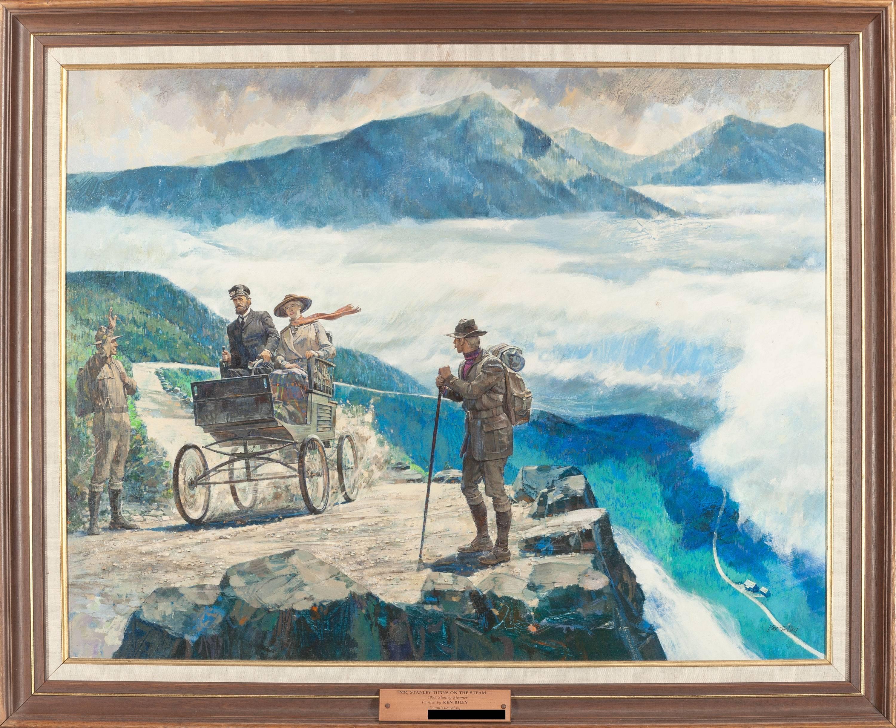 Mr. Stanley si dedica alla corrente, 1899 Stanley Steamer - Painting Altro stile artistico di Kenneth Pauling Riley