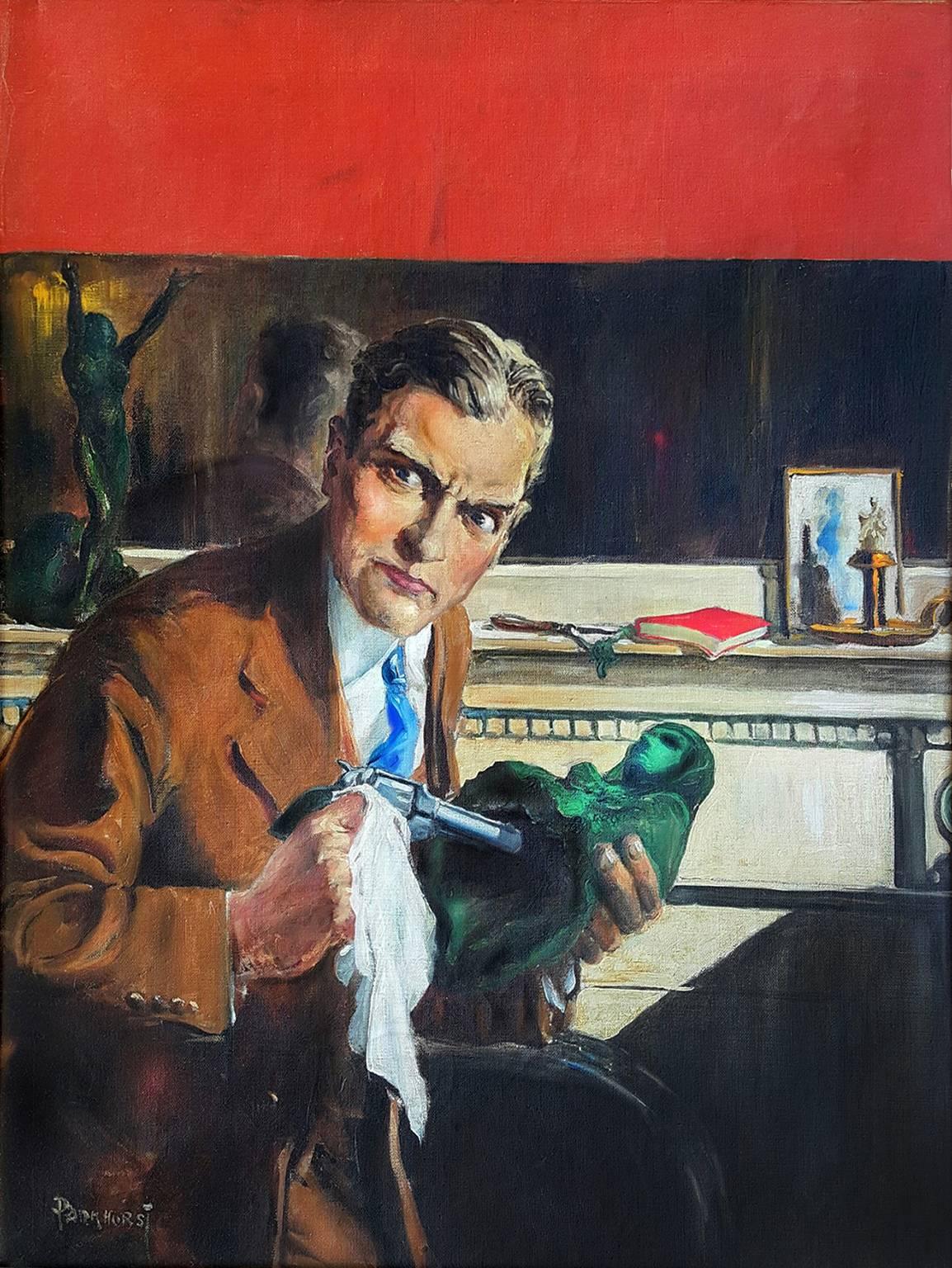Harry Lemon Parkhurst Figurative Painting - The Complete Detective Cover, Pulp Magazine