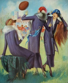 Art Deco Flappers Damen bei einem Fußballspiel
