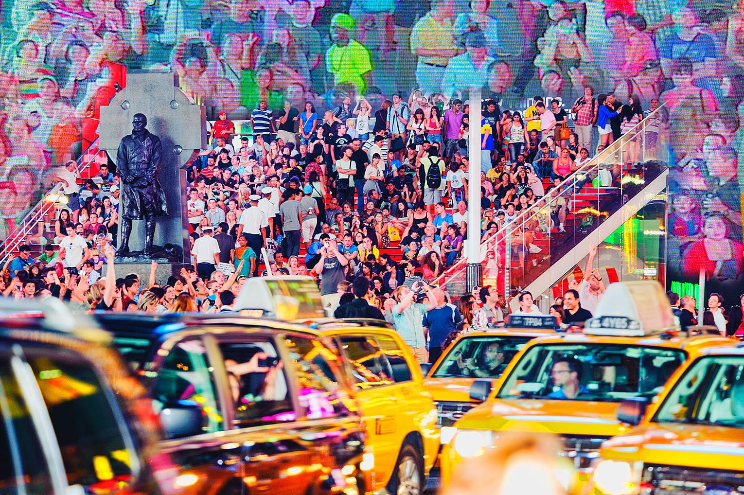 Mitchell Funk Abstract Photograph - Times Square with Yellow Cabs 
