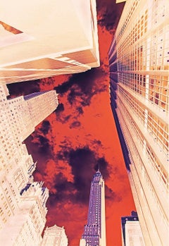 Retro Wall Street, Negative Color, Abstract Photography by Mitchell Funk