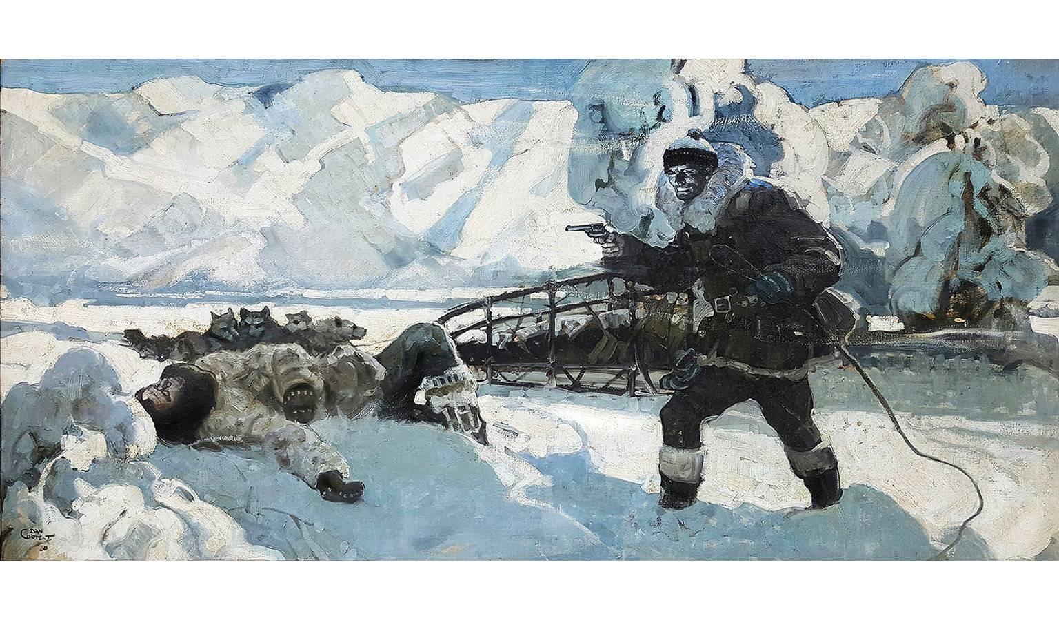 Dan Content Landscape Painting - Alaskan Huskie  - The Howl of the Malemute