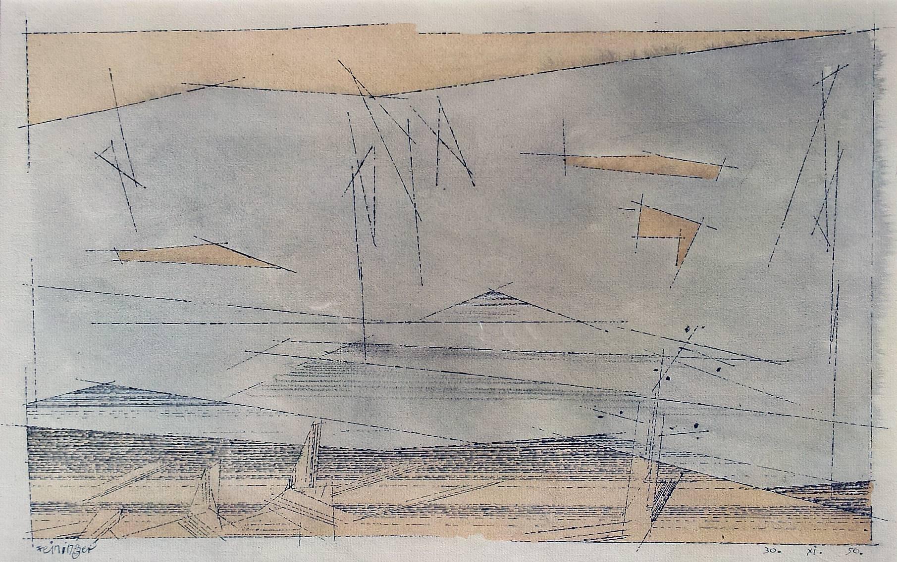 Lyonel Feininger Abstract Drawing -  Connecticut Hill