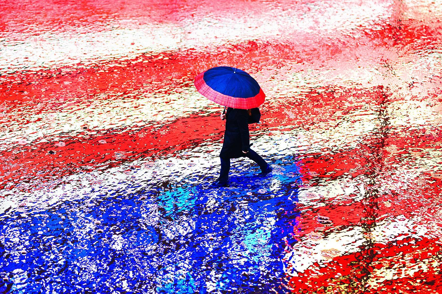 Mitchell Funk Abstract Photograph - American Flag Reflection 