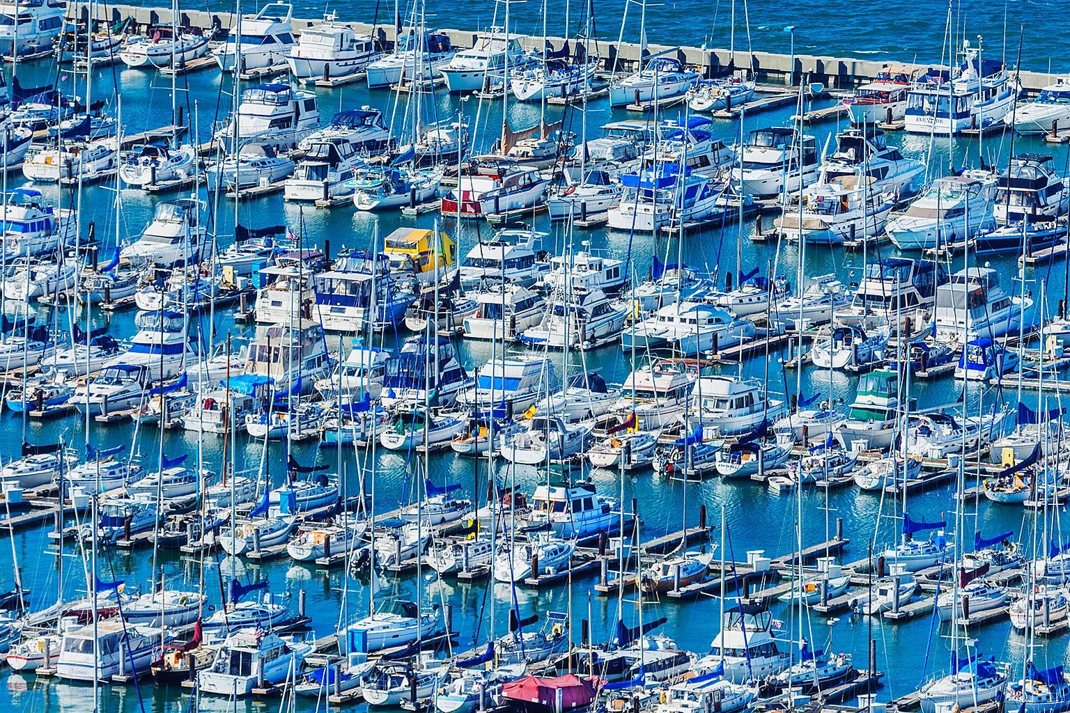 Mitchell Funk Color Photograph - Boats in a Marina