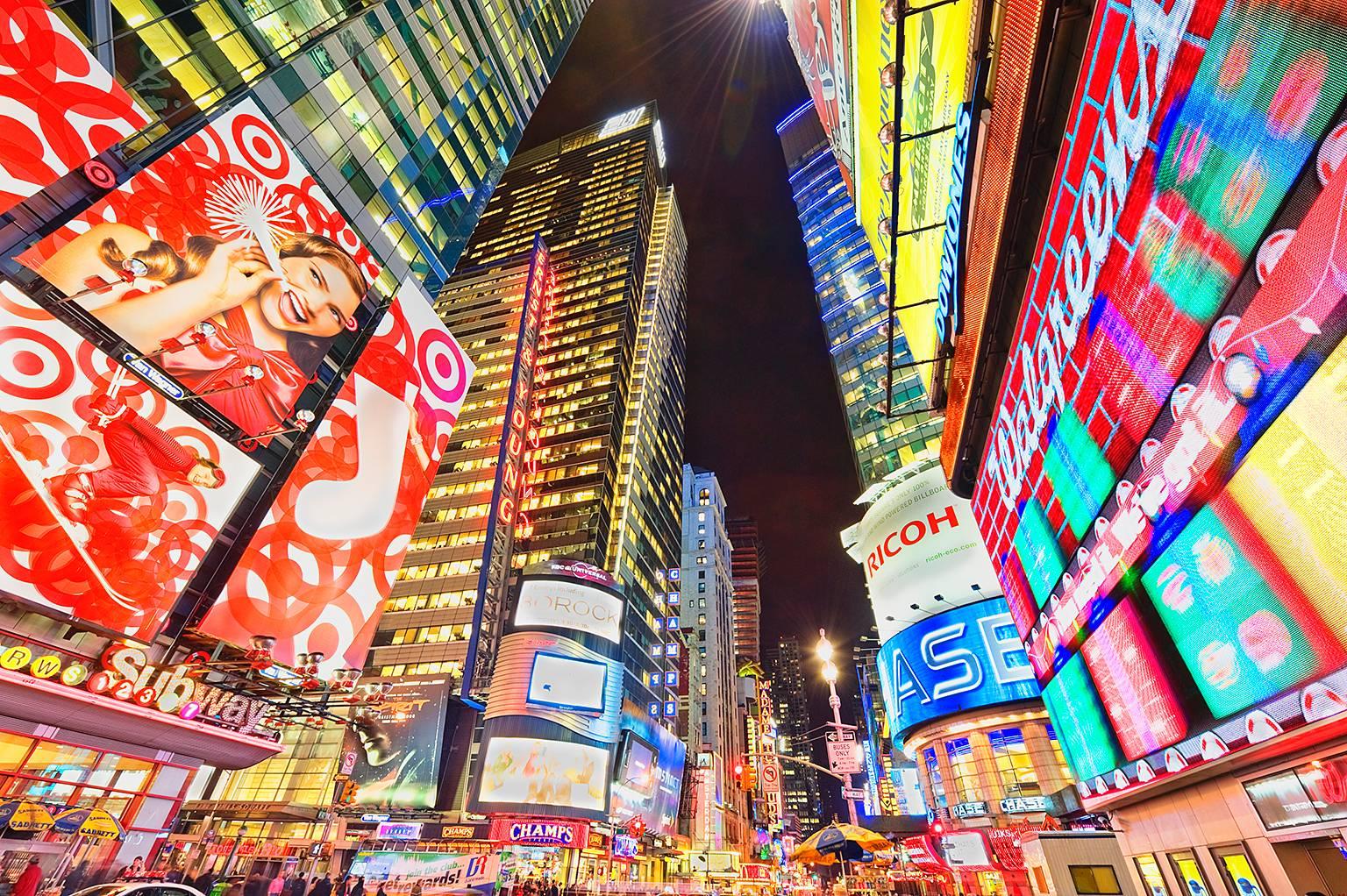 Abstract Photograph di Mitchell Funk - Times Square  Luci della Loco