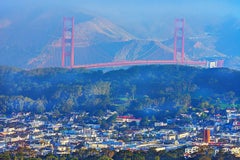 Golden Gate Bridge at Sunrise , Misty Light in Blue