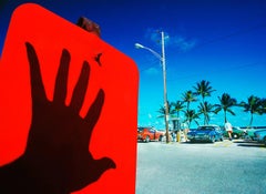 Rote Hand auf Fuß. Lauderdale Strand 
