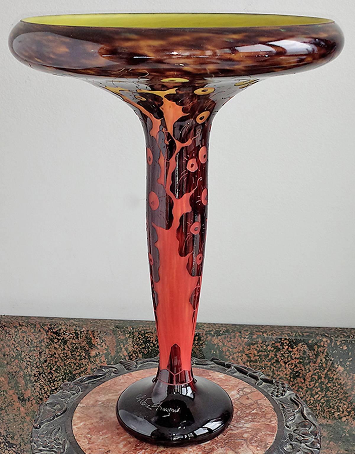 Charles Schneider Abstract Sculpture - Art Deco Le Verre Francais Cameo Schneider Art Glass