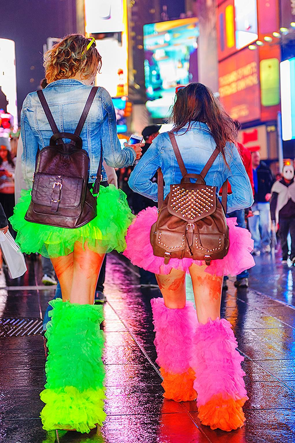 Mitchell Funk Color Photograph - Colored Boots Times Square