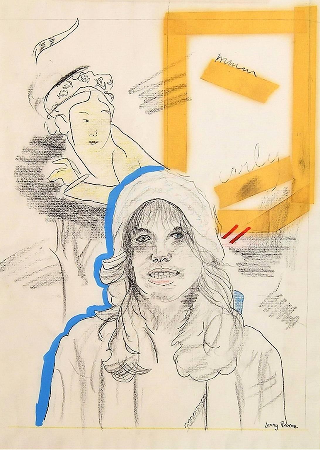 Drawing of singer Carly Simon - Mixed Media Art by Larry Rivers