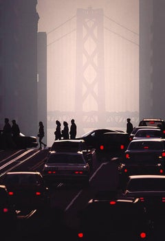 San Francisco Bay Bridge in Fog, Color Photography