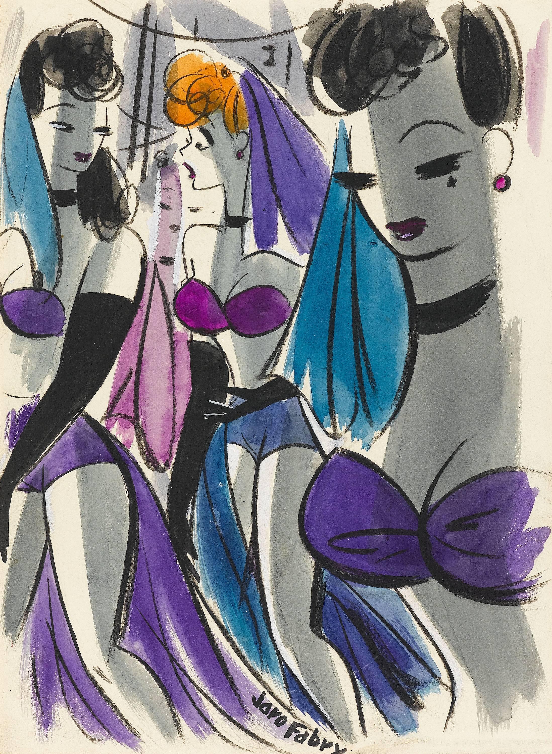 Figurative Painting de Jaro Fabry - Ilustración Art Decó Glamour, Edad de Oro de Hollywood