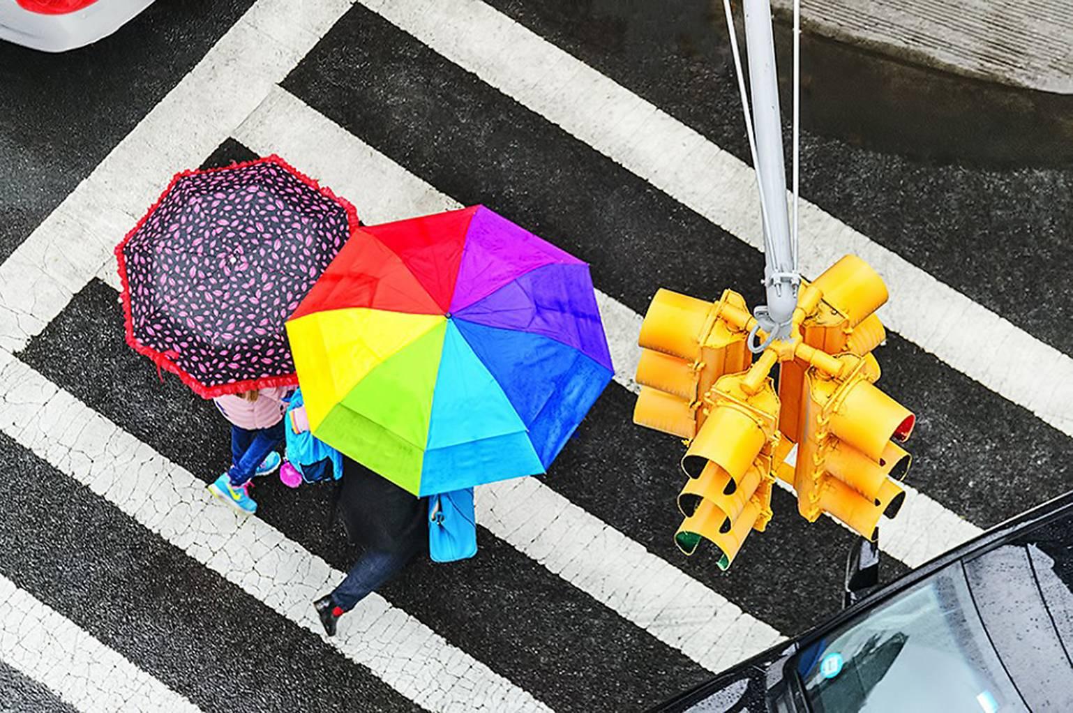 Mitchell Funk Landscape Photograph - Umbrellas in New York Rain 