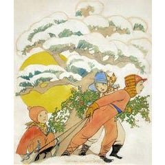 Women's World Magazine Cover Illustration , Children Sledding 11