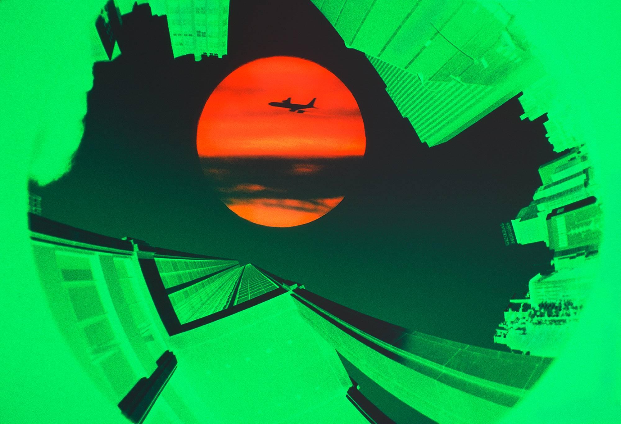 Mitchell Funk Landscape Photograph - Red Sun. Green Skyline, Nikon Advertising Campaign