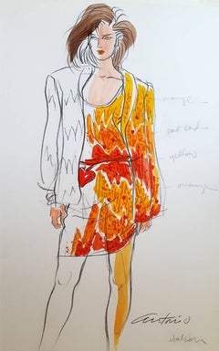 Vintage Halston , Vogue Magazine Illustration, Italy