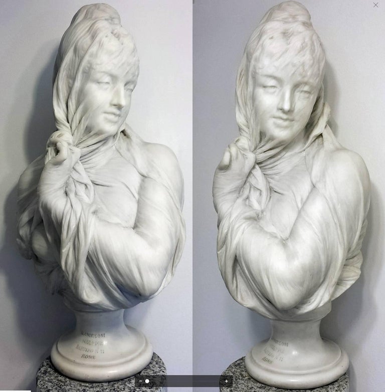 Orazio Andreoni Veiled Female, Marble Bust, Marble sculpture at 1stDibs