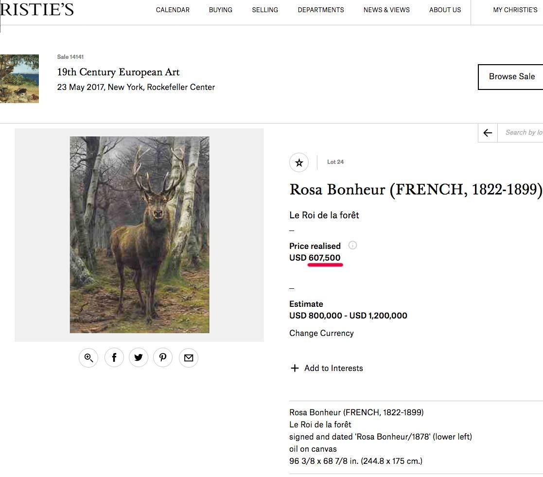 Three Bucks in the Fontainebleau Forest - Brown Landscape Painting by Rosa Bonheur